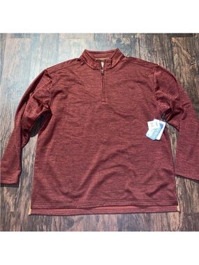 Men's Lightweight Heathered Red Quarter-Zip Shirt Jacket